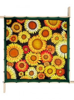 Gutta-Tuch IDEEN 90x90 Pongé 08, schwarz; "Sunflowers"