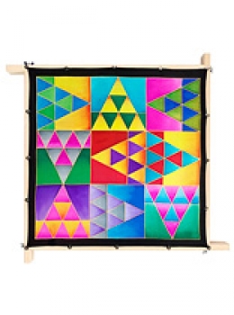 Preview: Gutta-Nickituch IDEEN 55x55 Pongé 08, gold;  "Triangles"