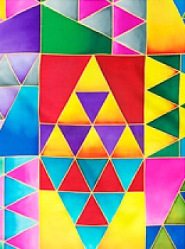 Preview: Gutta-Nickituch IDEEN 55x55 Pongé 08, gold;  "Triangles"