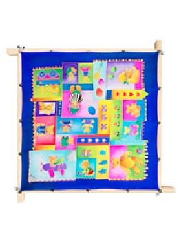 Preview: Gutta-Nickituch IDEEN 55x55 Pongé 08, gold;  "Happy Bears"