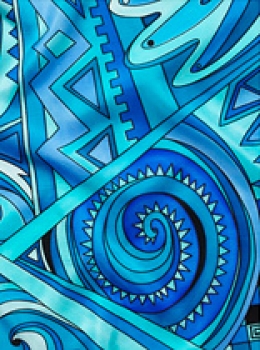 Preview: Gutta-Nickituch IDEEN 55x55 Pongé 08, schwarz;  "Franty"